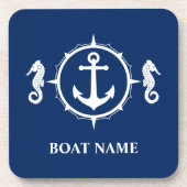 Aangepaste naam Navy Blue Onderzetter Cork Terug a (Voorkant)