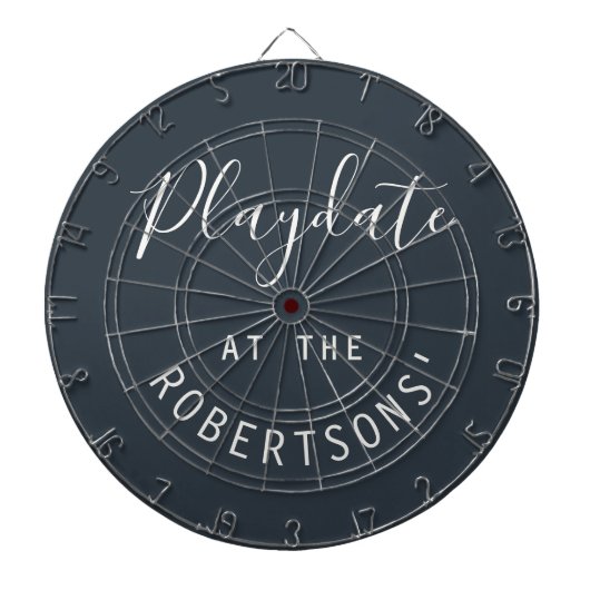 Aangepaste naam Navy Blue Witte Speelafspraak Mini Dartbord (Voorkant)