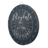 Aangepaste naam Navy Blue Witte Speelafspraak Mini Dartbord (Voorkant Rechts)