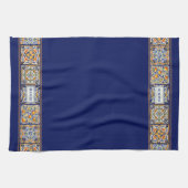 Aangepaste Naam Navy Blue & Yellow Mediterranean T Theedoek (Horizontaal)