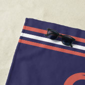 Aangepaste naam Navy en Rusty Oranje Anchor Strandlaken (In situ)