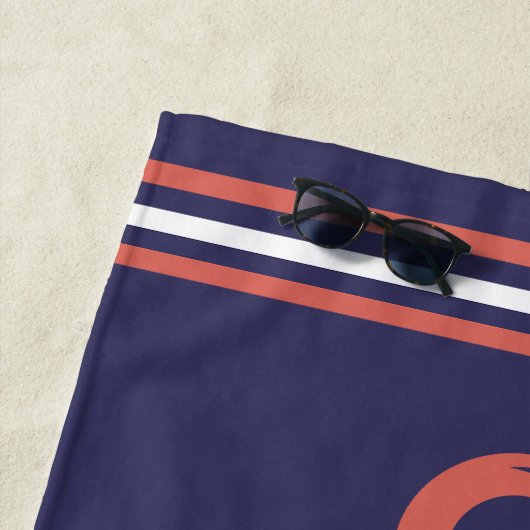 Aangepaste naam Navy en Rusty Oranje Anchor Strandlaken (In situ)