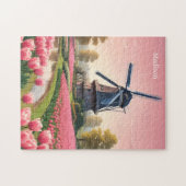 Aangepaste Naam Nederland Windmolens Legpuzzel (Horizontaal)