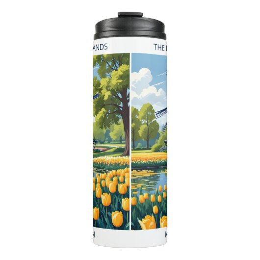 Aangepaste Naam Nederland Windmolens Thermosbeker (Voorkant)