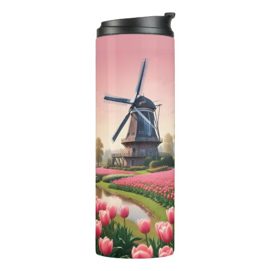 Aangepaste Naam Nederland Windmolens Thermosbeker (Gedraaid links)
