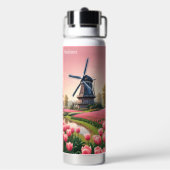 Aangepaste Naam Nederland Windmolens Waterfles (Achterkant)