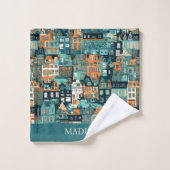 Aangepaste naam Nederlandse huizen Patroon Bad Handdoek (Wasdoekje)