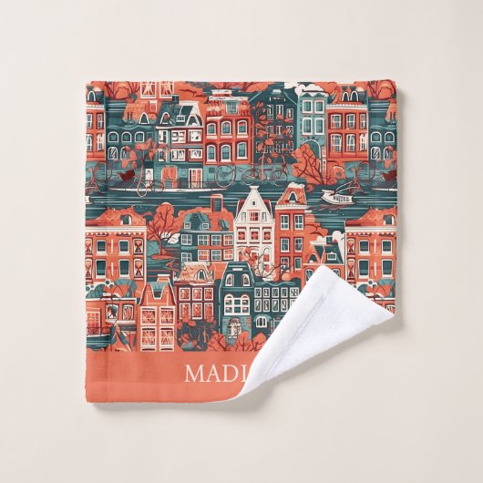 Aangepaste naam Nederlandse huizen Patroon Bad Handdoek (Wasdoekje)