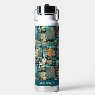 Aangepaste naam Nederlandse huizen Patroon Waterfles