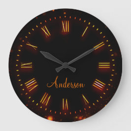 Aangepaste naam Neon Black Classic Elegant Roman Ronde Klok