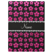 Aangepaste naam neon hot roze glitbloemen klembord (Achterkant)