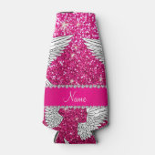 Aangepaste naam neon hot roze glitter angel wings flesjeskoeler (Voorkant)