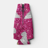 Aangepaste naam neon hot roze glitter angel wings flesjeskoeler (Achterkant)