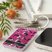 Aangepaste naam neon hot-roze glitter boston shist sleutelhanger (Voorkant Rechts)