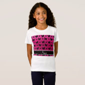 Aangepaste naam neon hot roze glitter butterflies t-shirt (Voorkant volledig)