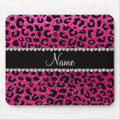 Aangepaste naam neon hot roze glitter cheetah prin muismat (Voorkant)