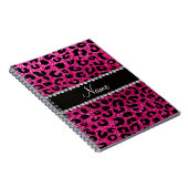 Aangepaste naam neon hot roze glitter cheetah prin notitieboek (Rechterzijde)