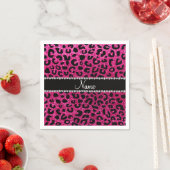 Aangepaste naam neon hot roze glitter cheetah prin servet (Insitu)
