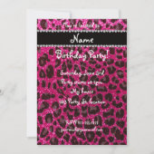 Aangepaste naam neon hot roze glitter leopard prin kaart (Voorkant)