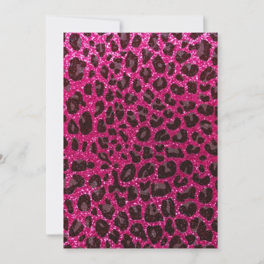 Aangepaste naam neon hot roze glitter leopard prin kaart (Achterkant)