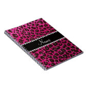 Aangepaste naam neon hot roze glitter leopard prin notitieboek (Rechterzijde)