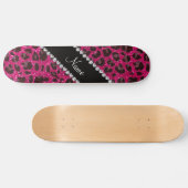 Aangepaste naam neon hot roze glitter leopard prin skateboard (Horizontaal)