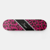 Aangepaste naam neon hot roze glitter leopard prin skateboard (Horizontaal)