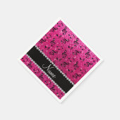 Aangepaste naam neon hot roze glitter muzieknoten servet (Hoek)
