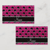 Aangepaste naam neon hot roze glitter purgeert boo contactkaartje (Voorkant / Achterkant)