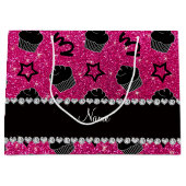 Aangepaste naam neon hot roze glitter sterren cupc large cadeautasje (Voorkant)