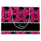 Aangepaste naam neon hot roze glitter sterren cupc large cadeautasje (Achterkant)