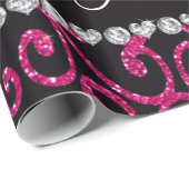 Aangepaste naam neon hot roze glitter swirls cadeaupapier (Rol Hoek)