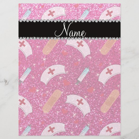 Aangepaste naam neon hot-roze glitter verpleegster flyer (Voorkant)