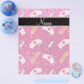 Aangepaste naam neon hot-roze glitter verpleegster flyer (Enkel)