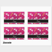 Aangepaste naam neon hot-roze glitter verpleegster rechthoekige sticker (Vel)