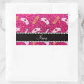 Aangepaste naam neon hot-roze glitter verpleegster rechthoekige sticker (Tas)