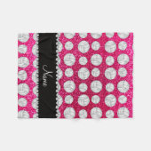 Aangepaste naam neon hot roze glitter volleyballen fleece deken (Voorkant (Horizontaal))