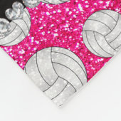 Aangepaste naam neon hot roze glitter volleyballen fleece deken (Hoek)