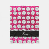 Aangepaste naam neon hot roze glitter volleyballen fleece deken (Voorkant)