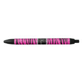 Aangepaste naam neon hot roze glitter zebra diaman zwarte inkt pen (Voorkant)