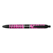 Aangepaste naam neon hot roze glitter zebra diaman zwarte inkt pen (Achterkant)