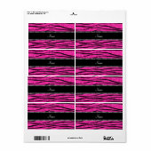Aangepaste naam neon hot roze glitter zebra strepe etiket (Full Sheet)