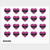 Aangepaste naam neon hot roze glitter zebra strepe hart sticker (Vel)