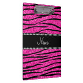 Aangepaste naam neon hot roze glitter zebra strepe klembord (Rechts)