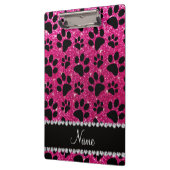 Aangepaste naam neon hot roze glitter zwarte hondj klembord (Links)