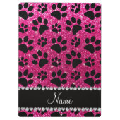 Aangepaste naam neon hot roze glitter zwarte hondj klembord (Achterkant)