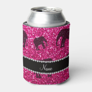 Aangepaste naam neon hot-roze glitterolifanten blikjeskoeler
