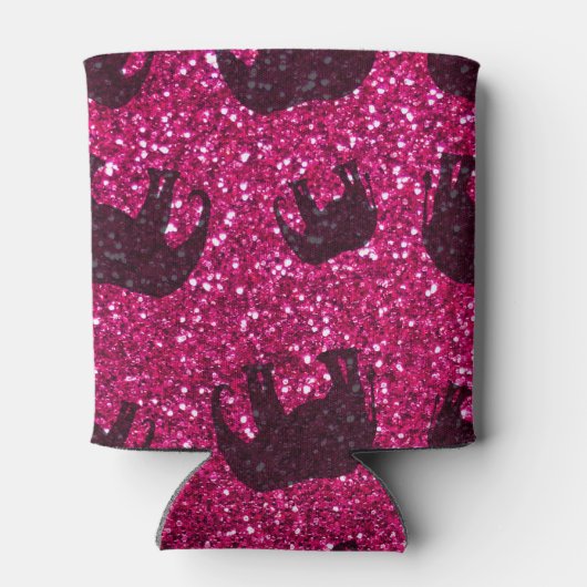 Aangepaste naam neon hot-roze glitterolifanten blikjeskoeler (Achterkant)