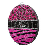 Aangepaste naam neon hot-roze zebrastrepen leopard dartbord (Voorkant Rechts)