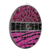 Aangepaste naam neon hot-roze zebrastrepen leopard dartbord (Voorkant Links)